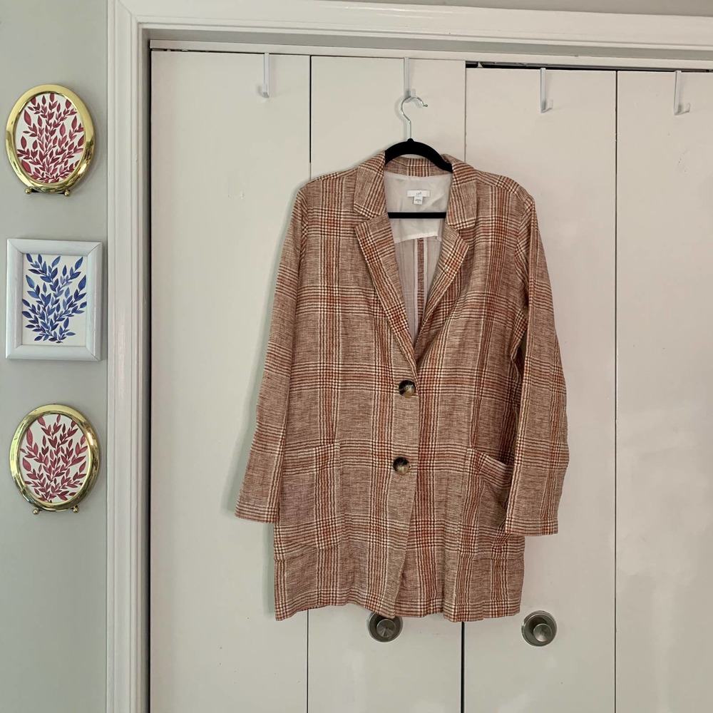 Rust Plaid Linen J  Jill Blazer Size M